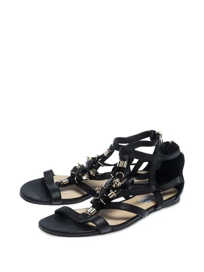 Pre-owned Jimmy Choo Leather Cage Sandals In Black