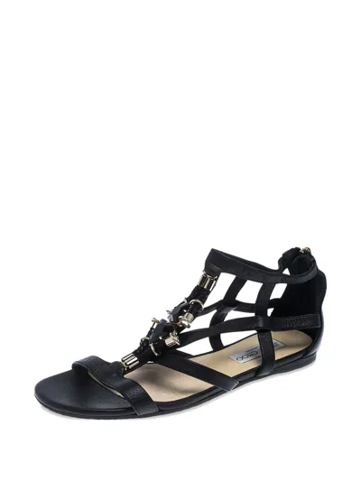 Pre-owned Jimmy Choo Leather Cage Sandals In Black