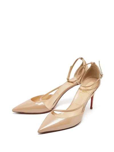 Pre-owned Christian Louboutin Fliketta Pointed-toe Ankle-strap Pumps