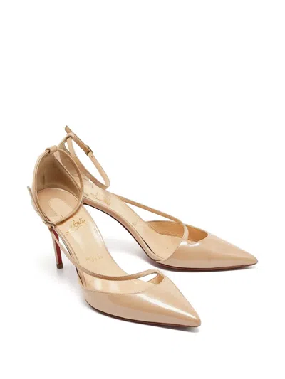 Pre-owned Christian Louboutin Fliketta Pointed-toe Ankle-strap Pumps