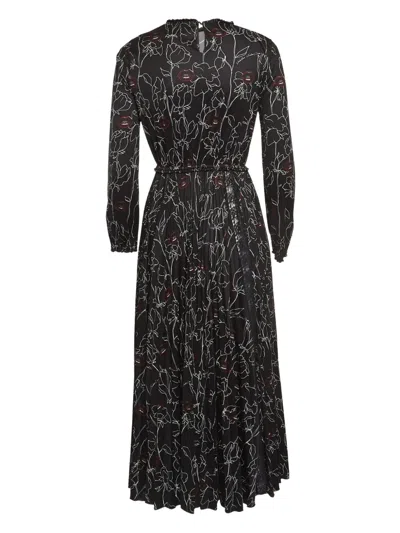 Pre-owned Valentino Floral-print Long-sleeve Dress