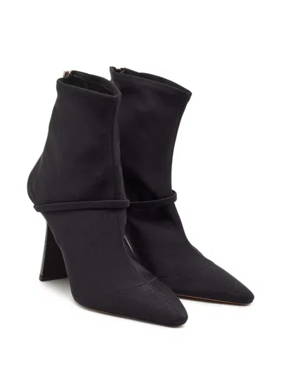 Pre-owned Malone Souliers  105mm Oliana Suede Pointed-toe Ankle Boots In Blue