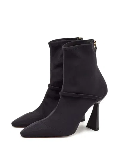Pre-owned Malone Souliers  105mm Oliana Suede Pointed-toe Ankle Boots In Blue