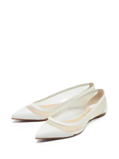 Pre-owned Christian Louboutin Galativi Ballet Flats In White