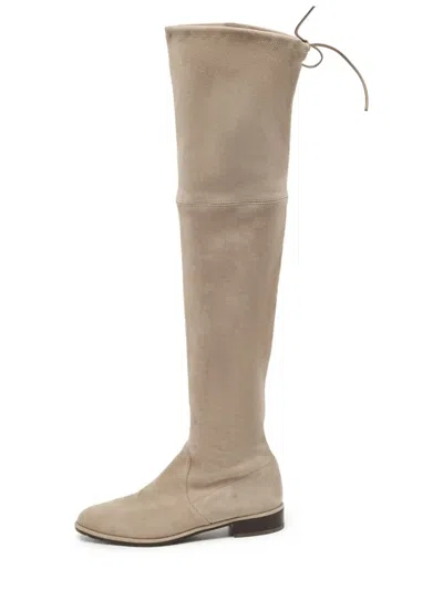 Pre-owned Stuart Weitzman  Lowland Suede Over-the-knee Boots In Neutral