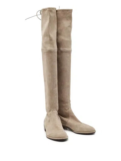 Pre-owned Stuart Weitzman  Lowland Suede Over-the-knee Boots In Neutral