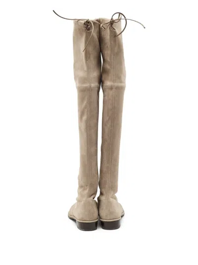 Pre-owned Stuart Weitzman  Lowland Suede Over-the-knee Boots In Neutral