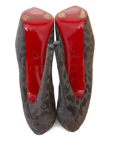 Pre-owned Christian Louboutin 155mm Leopard-print Pumps In Silver