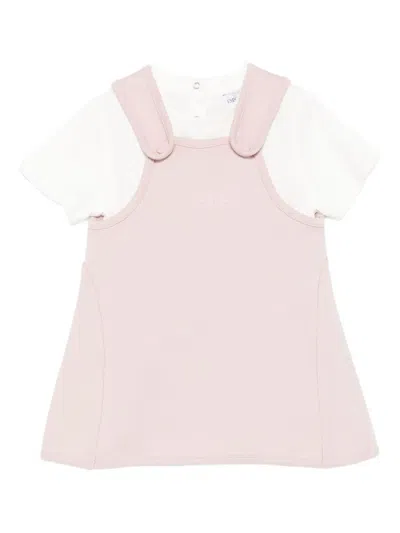 Emporio Armani Logo-embellished T-shirt And Pinafore Dress In Pink