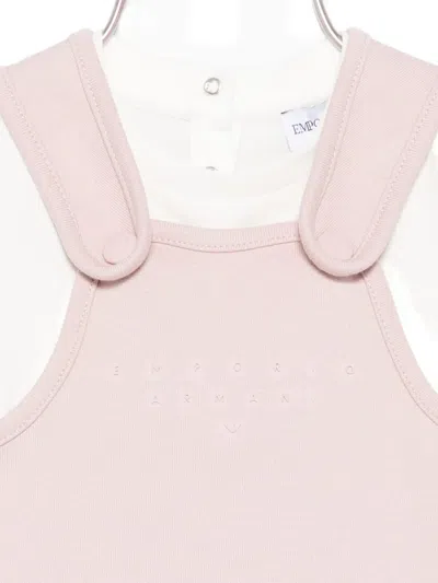 Emporio Armani Logo-embellished T-shirt And Pinafore Dress In Pink