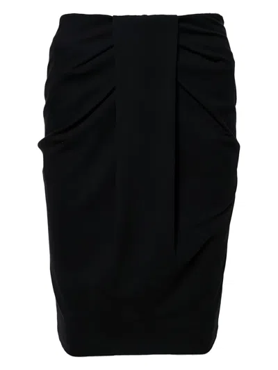 Pre-owned Emporio Armani Draped Pencil Skirt In Black
