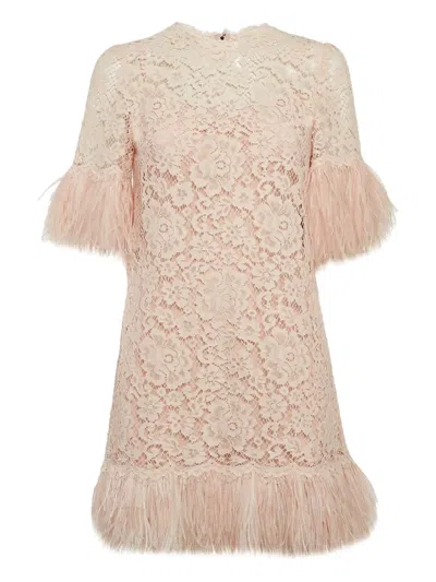 Pre-owned Dolce & Gabbana Feather-trim Mini Dress