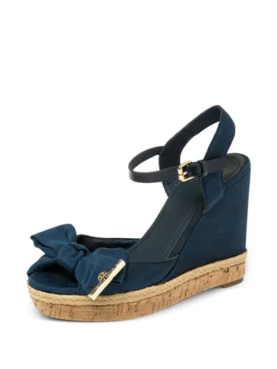 Pre-owned Tory Burch 115mm  Bow-detail Wedge Sandals