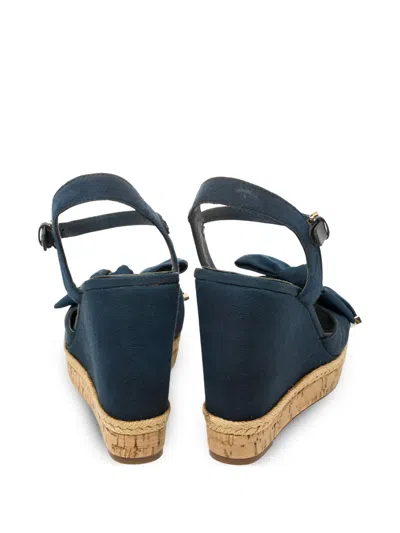 Pre-owned Tory Burch 115mm  Bow-detail Wedge Sandals
