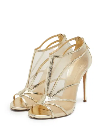 Pre-owned Casadei Vintage Sheer Mesh Open-toe Ankle Boots