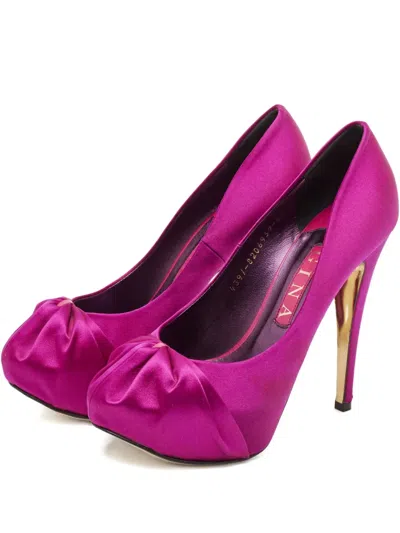 Pre-owned Gina 125mm Satin-finish Heeled Pumps