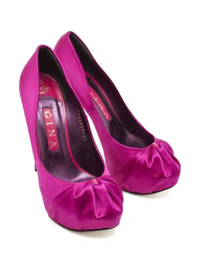 Pre-owned Gina 125mm Satin-finish Heeled Pumps