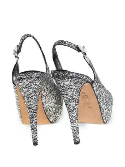 Pre-owned Gina  130mm Leather Heeled Sandals In Silver