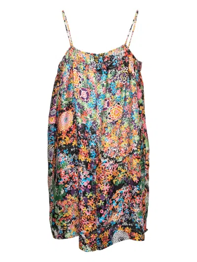 Pre-owned See By Chloé Vintage  Floral-print Mini Dress In Black