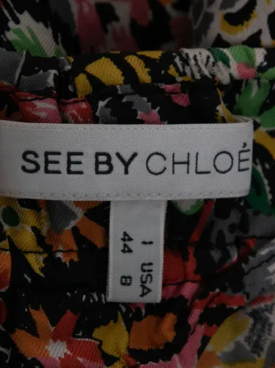 Pre-owned See By Chloé Vintage  Floral-print Mini Dress In Black