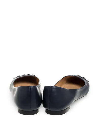 Pre-owned Ferragamo Chain-detail Ballet Flats In Black