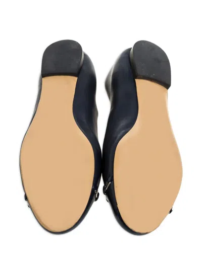 Pre-owned Ferragamo Chain-detail Ballet Flats In Black