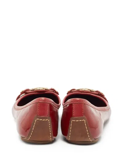 Pre-owned Tory Burch  Aaden Patent-leather Ballet Flats In Red