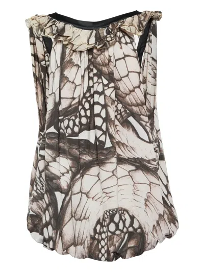Pre-owned Just Cavalli Vintage  Printed Pleated Blouse