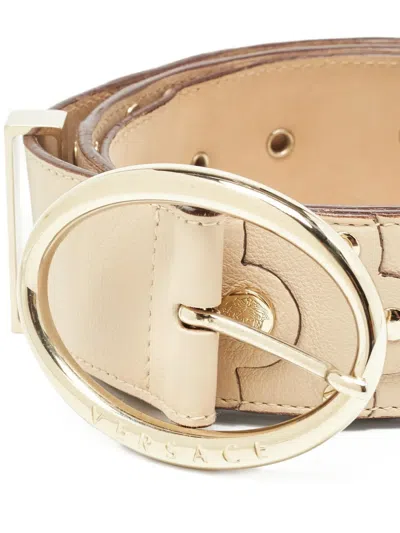 Pre-owned Versace Stud-detailing Leather Belt In Neutral