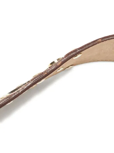 Pre-owned Versace Stud-detailing Leather Belt In Neutral