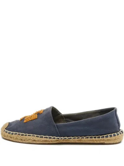 Pre-owned Tory Burch  Embroidered Espadrilles In Blue