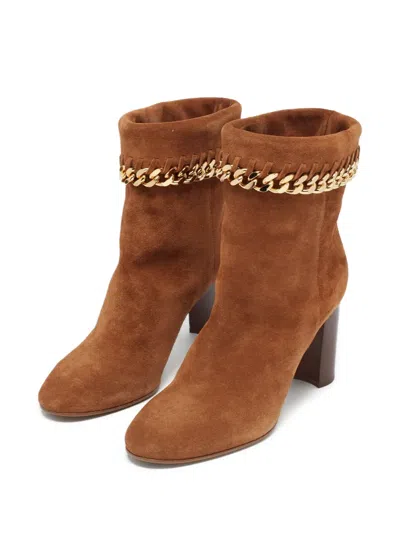 Pre-owned Casadei Vintage 80mm Chain-embellished Ankle Boots