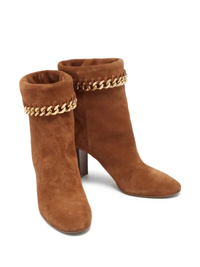 Pre-owned Casadei Vintage 80mm Chain-embellished Ankle Boots