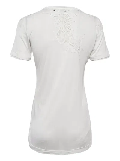 Pre-owned Dolce & Gabbana Lace-embroidered Short-sleeve T-shirt In White