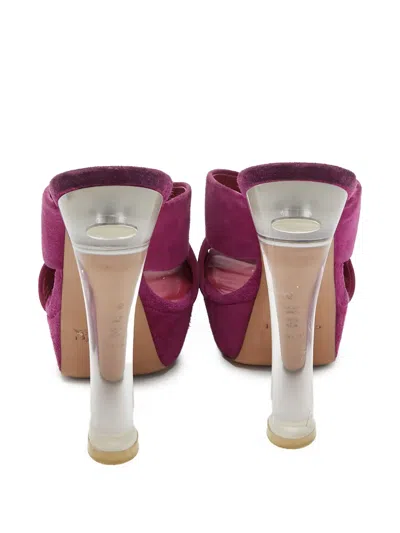 Pre-owned Casadei Vintage 140mm Platform Cross-strap Sandals In Purple
