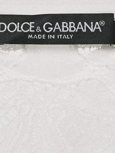 Pre-owned Dolce & Gabbana Lace-embroidered Short-sleeve T-shirt In White