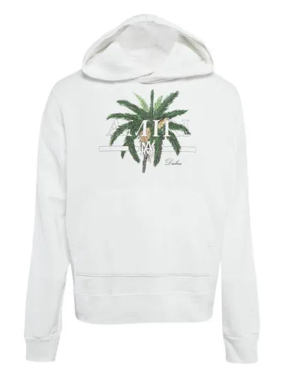 Pre-owned Amiri  Palm Tree-print Hoodie In White