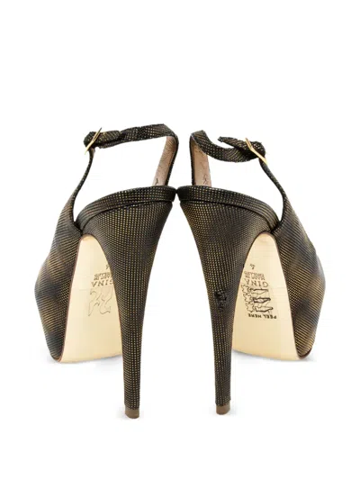 Pre-owned Gina 140mm Textured Sandals In Brown