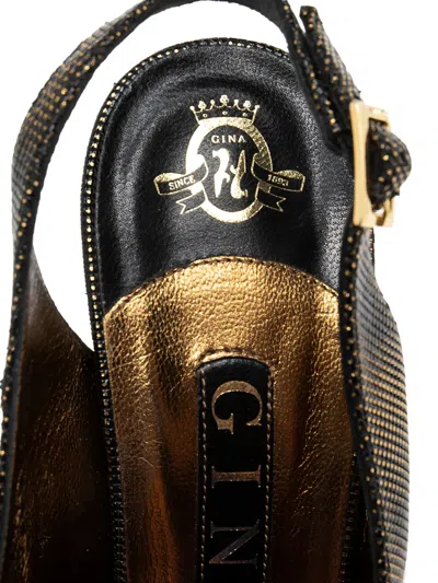 Pre-owned Gina 140mm Textured Sandals In Brown