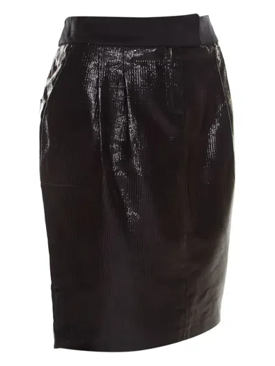 Pre-owned Escada Metallic Pencil Midi Skirt In Black