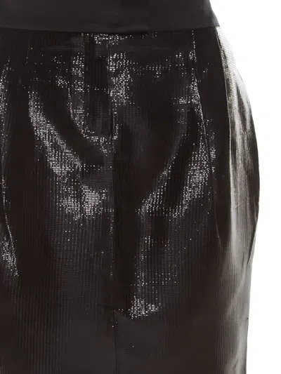 Pre-owned Escada Metallic Pencil Midi Skirt In Black