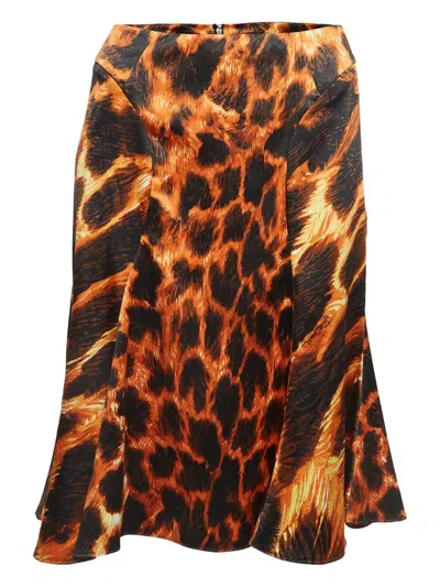 Pre-owned Just Cavalli Vintage Animal-print Flared Midi Skirt
