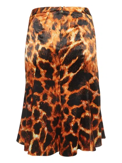 Pre-owned Just Cavalli Vintage Animal-print Flared Midi Skirt