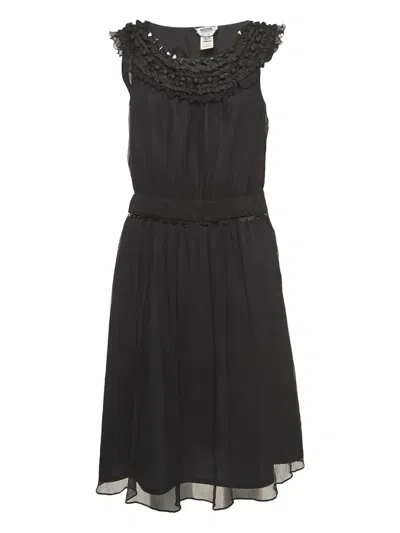 Pre-owned Moschino Ruffle-detail Dress In Black