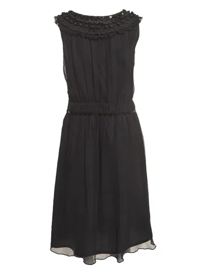 Pre-owned Moschino Ruffle-detail Dress In Black