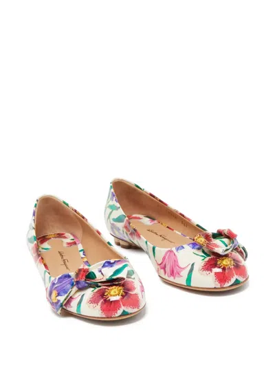 Pre-owned Ferragamo Varina Floral-print Ballet Flats