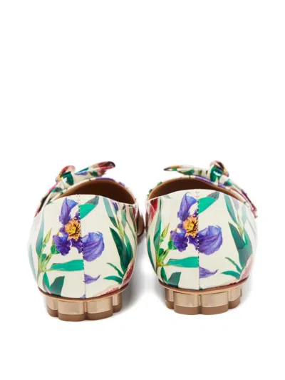 Pre-owned Ferragamo Varina Floral-print Ballet Flats