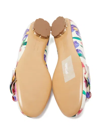 Pre-owned Ferragamo Varina Floral-print Ballet Flats