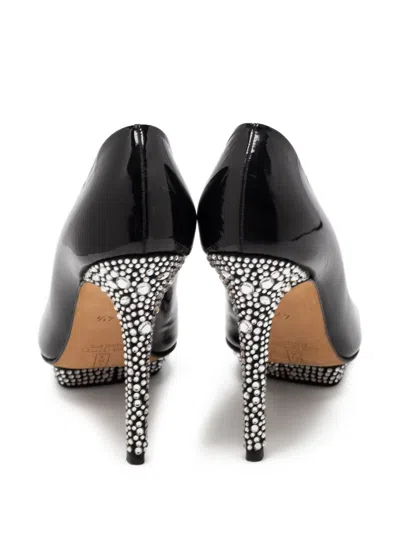 Pre-owned Gina  110mm Rhinestone-embellished Pumps In Black