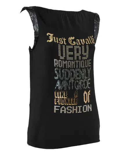 Pre-owned Just Cavalli Vintage Sequin-embellished Graphic Top